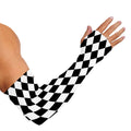 Black And White Harlequin Pattern Print Sun Protection Arm Sleeves