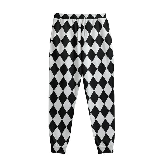 Black And White Harlequin Pattern Print Sweatpants