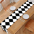 Black And White Harlequin Pattern Print Table Runner