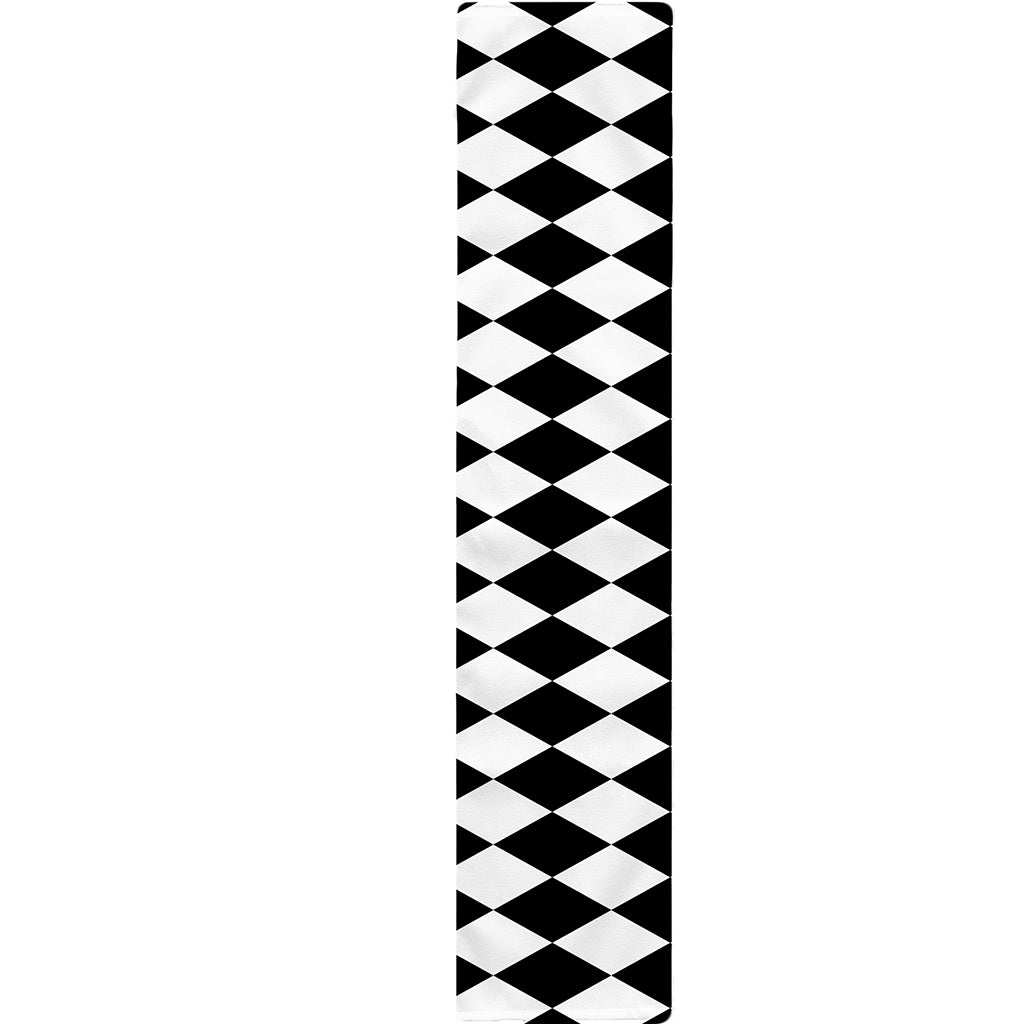 Black And White Harlequin Pattern Print Table Runner