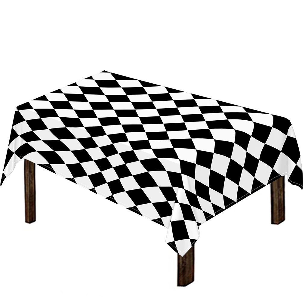 Black And White Harlequin Pattern Print Tablecloth