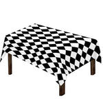 Black And White Harlequin Pattern Print Tablecloth