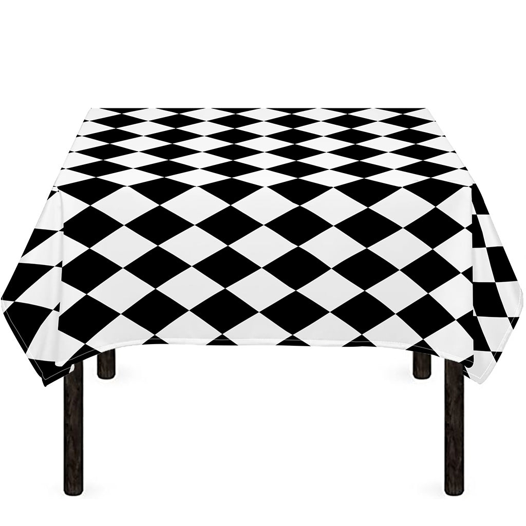 Black And White Harlequin Pattern Print Tablecloth