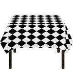 Black And White Harlequin Pattern Print Tablecloth