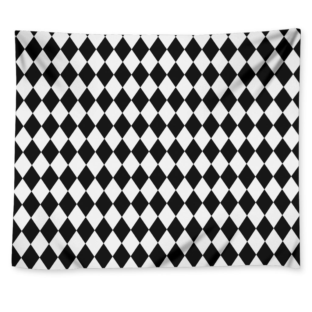 Black And White Harlequin Pattern Print Tapestry