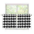 Black And White Harlequin Pattern Print Tier Curtains