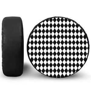 Black And White Harlequin Pattern Print Tire Cover