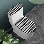 Black And White Harlequin Pattern Print Toilet Lid And Tank Cover Set