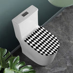 Black And White Harlequin Pattern Print Toilet Lid Cover