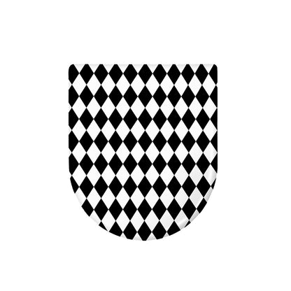 Black And White Harlequin Pattern Print Toilet Lid Cover