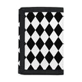 Black And White Harlequin Pattern Print Trifold Wallet