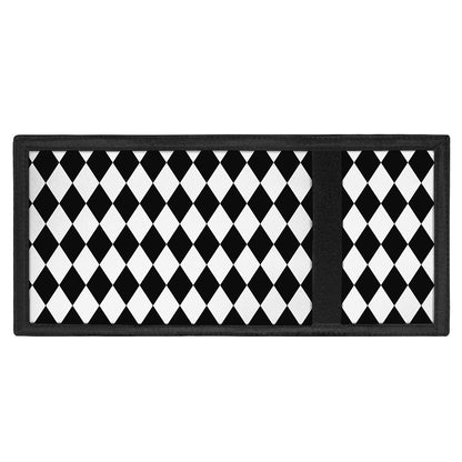 Black And White Harlequin Pattern Print Trifold Wallet