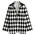 Black And White Harlequin Pattern Print Women's Blazer