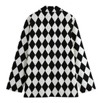 Black And White Harlequin Pattern Print Women's Blazer
