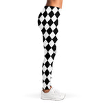 Black And White Harlequin Pattern Print Women's Leggings