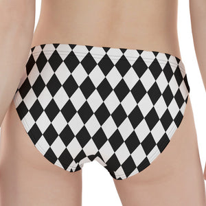 Black And White Harlequin Pattern Print Women's Panties