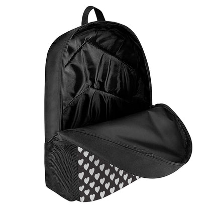 Black And White Heart Pattern Print 17 Inch Backpack