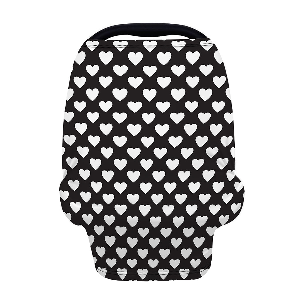 Black And White Heart Pattern Print Baby Seat Cover