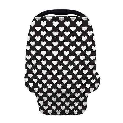 Black And White Heart Pattern Print Baby Seat Cover