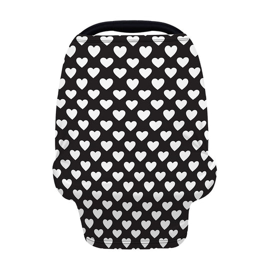 Black And White Heart Pattern Print Baby Seat Cover