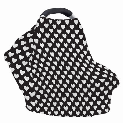 Black And White Heart Pattern Print Baby Seat Cover