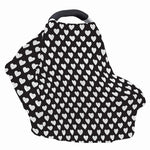 Black And White Heart Pattern Print Baby Seat Cover