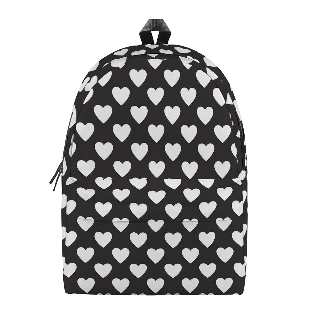 Black And White Heart Pattern Print Backpack