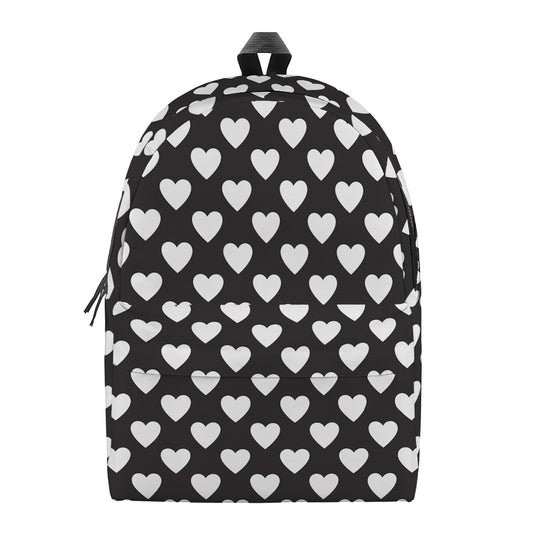 Black And White Heart Pattern Print Backpack