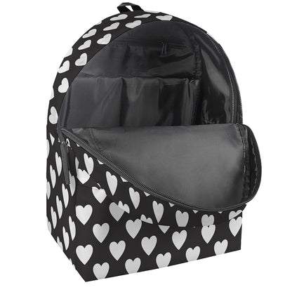Black And White Heart Pattern Print Backpack