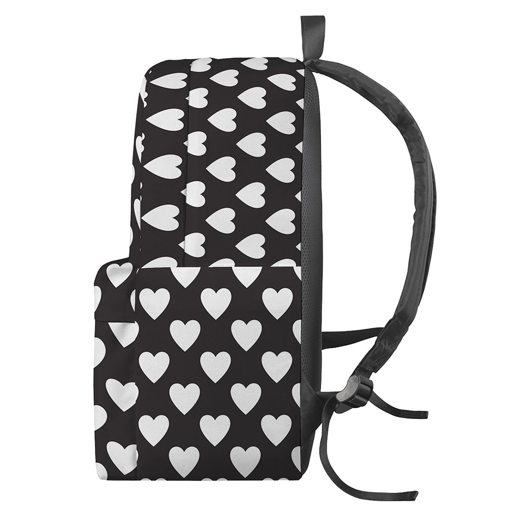 Black And White Heart Pattern Print Backpack