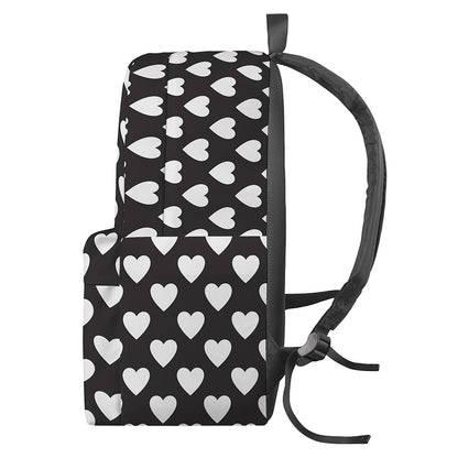 Black And White Heart Pattern Print Backpack
