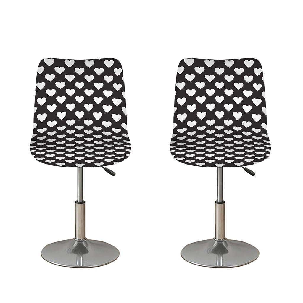 Black And White Heart Pattern Print Bar Stool Covers