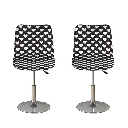 Black And White Heart Pattern Print Bar Stool Covers
