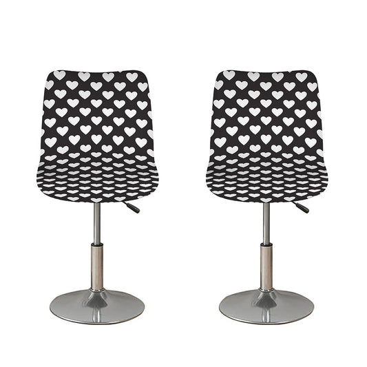Black And White Heart Pattern Print Bar Stool Covers
