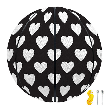 Black And White Heart Pattern Print Basketball
