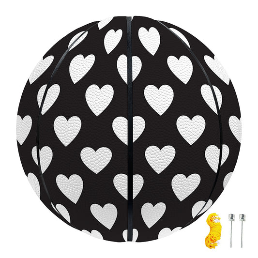 Black And White Heart Pattern Print Basketball