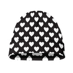 Black And White Heart Pattern Print Beanie