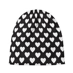 Black And White Heart Pattern Print Beanie