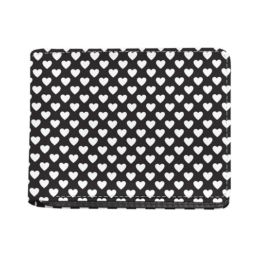 Black And White Heart Pattern Print Bifold Wallet