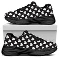 Black And White Heart Pattern Print Black Chunky Shoes