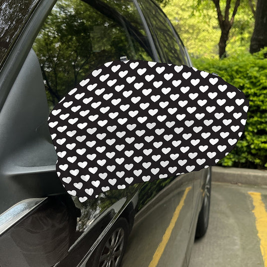 Black And White Heart Pattern Print Car Side Mirror Covers