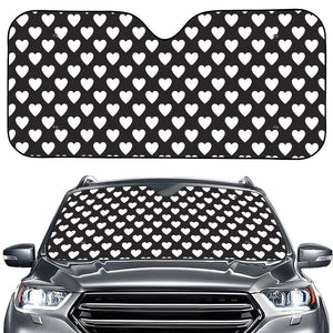 Black And White Heart Pattern Print Car Windshield Sun Shade