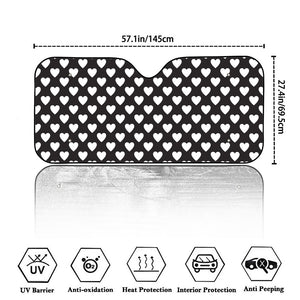 Black And White Heart Pattern Print Car Windshield Sun Shade