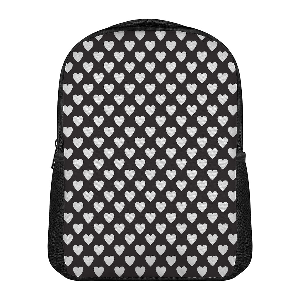 Black And White Heart Pattern Print Casual Backpack