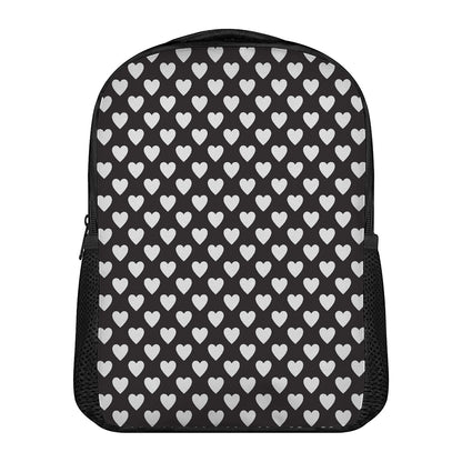 Black And White Heart Pattern Print Casual Backpack