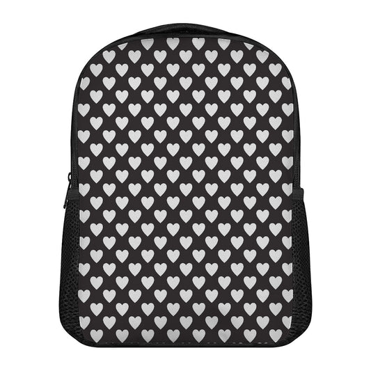 Black And White Heart Pattern Print Casual Backpack
