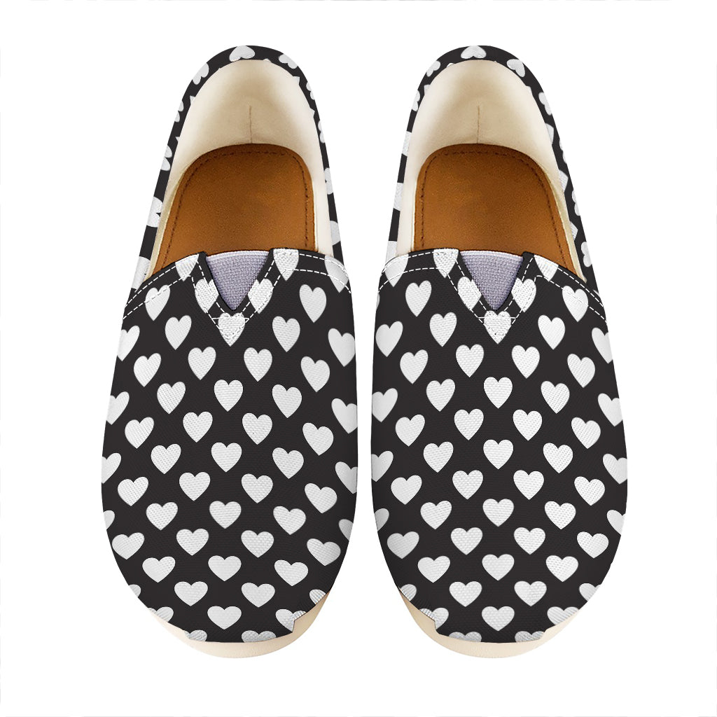 Black And White Heart Pattern Print Casual Shoes