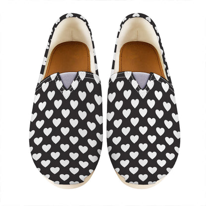 Black And White Heart Pattern Print Casual Shoes