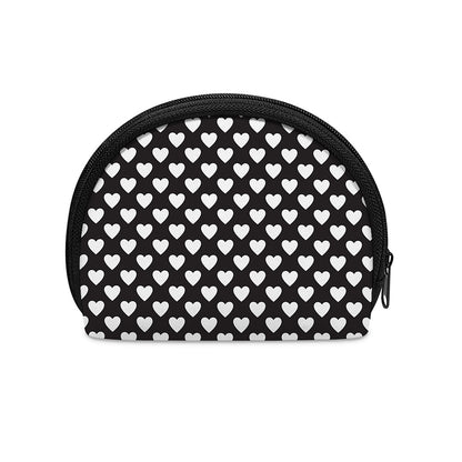 Black And White Heart Pattern Print Coin Purse