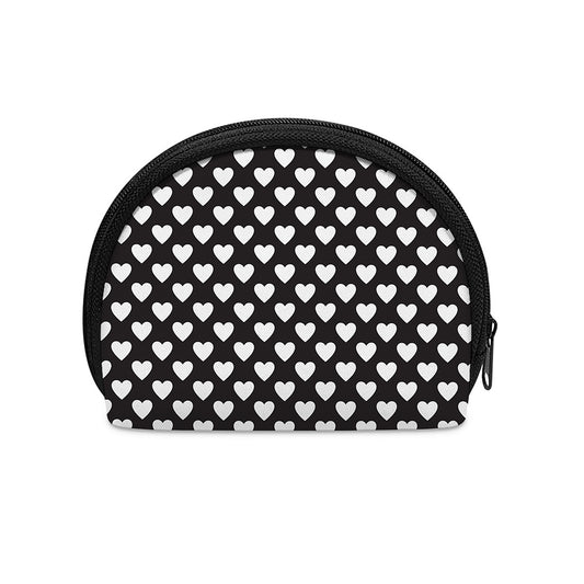 Black And White Heart Pattern Print Coin Purse